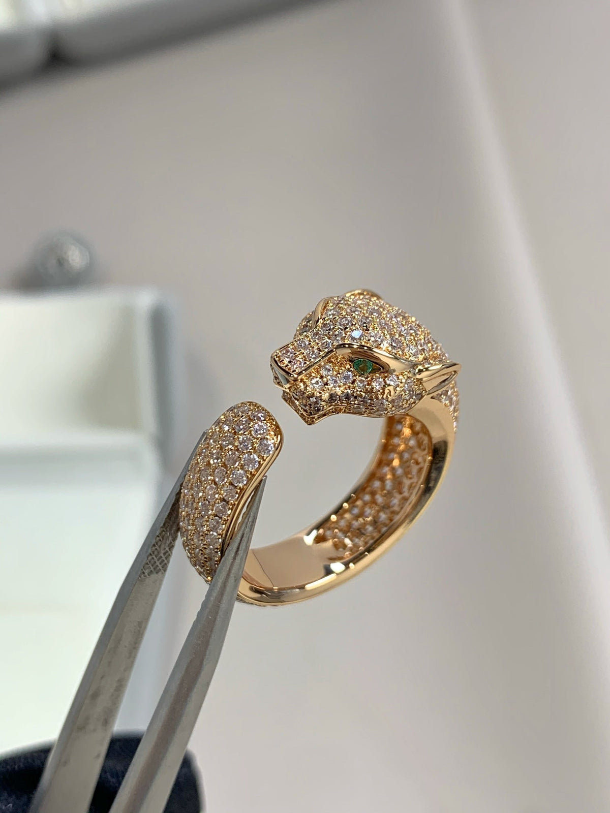 CARTIER PANTHERE PINK GOLD DIAMOND RING